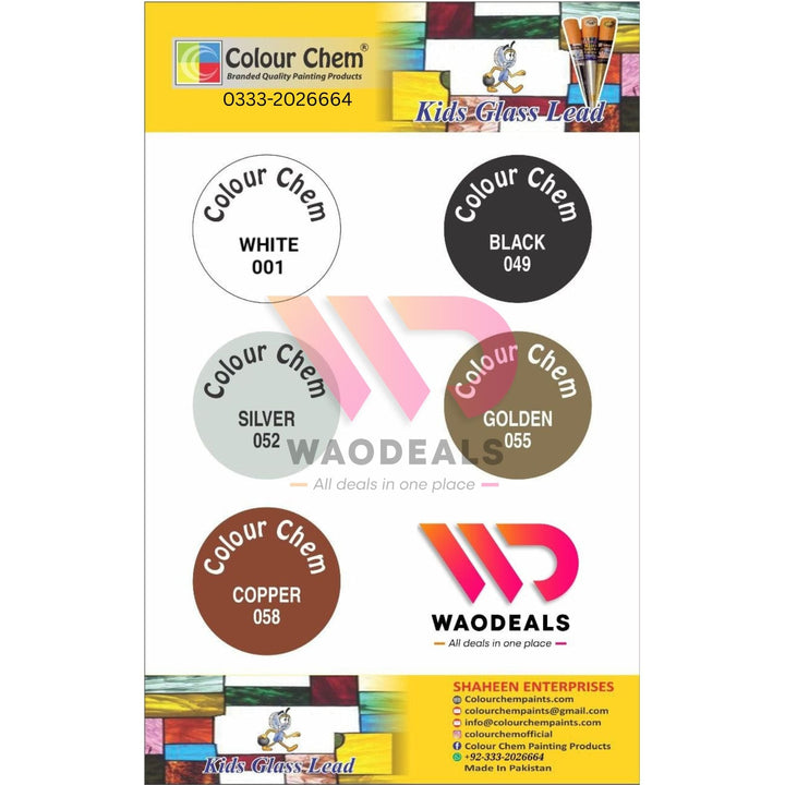 Pack of 5pcs Colour Chem 40ML Glass Outliner Cones – Liquid Lead for Stained Glass & DIY Art Designs 🎨🖌️ waodeals