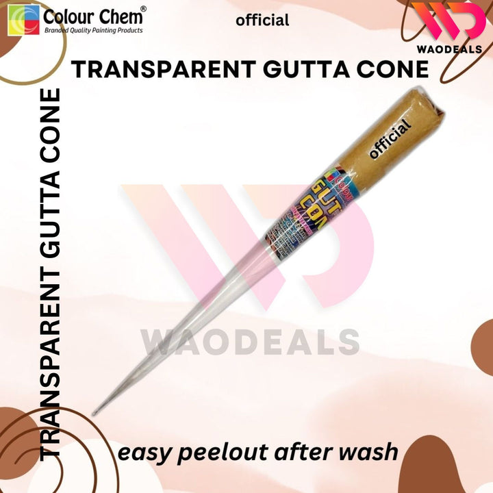 Enhance Your Fabric Art: 50ml Colour Chem Pure Transparent Gutta Cone for Silk, Lawn, Organza, and Georgette Crinkle Painting Outlining, Easy to Peel After Wash wao-deals001
