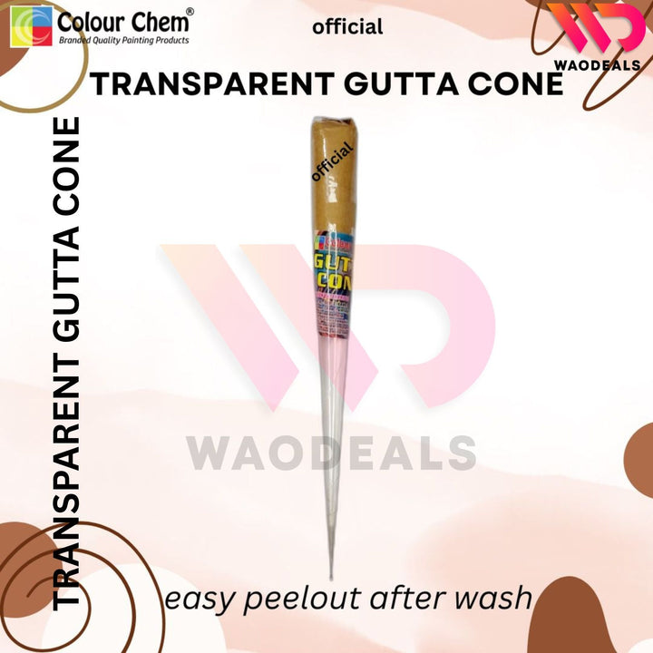 Enhance Your Fabric Art: 50ml Colour Chem Pure Transparent Gutta Cone for Silk, Lawn, Organza, and Georgette Crinkle Painting Outlining, Easy to Peel After Wash wao-deals001