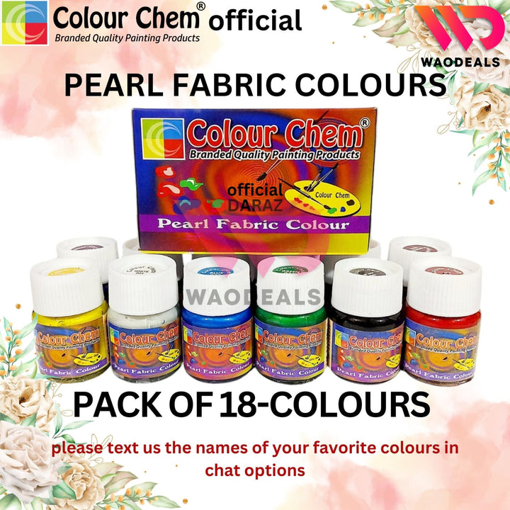 Colour Chem Pearl Fabric Paints - Glossy & Shiny Colors for Fabrics | Packs of 06/12/18/24/30/36 waodeals