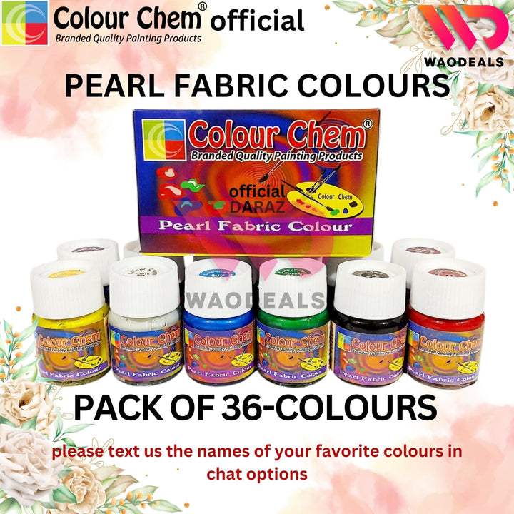 Colour Chem Pearl Fabric Paints - Glossy & Shiny Colors for Fabrics | Packs of 06/12/18/24/30/36 waodeals