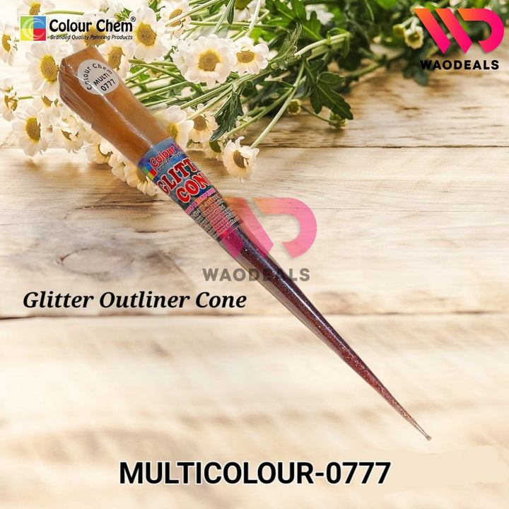 1-Pc Colour Chem Sparkle Glitter Fabric Cone Outliner – Ideal for Diyas, Silk, Wood, Leather, Stone, Canvas, and More waodeals