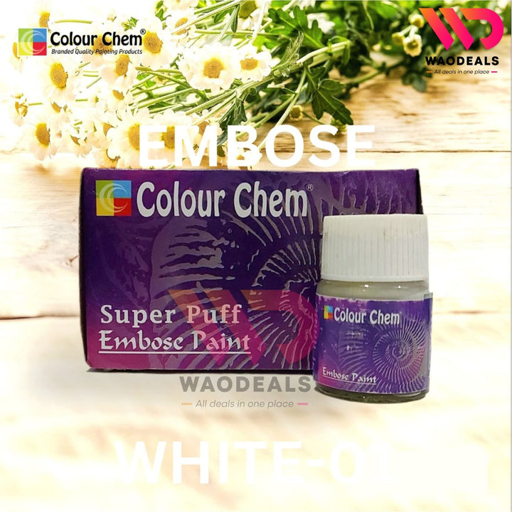 01Pc Colour Chem Emboss Fabric Paints – 3D Raised Effect for Clothes – Choose From Basic 6 Vibrant Colors waodeals