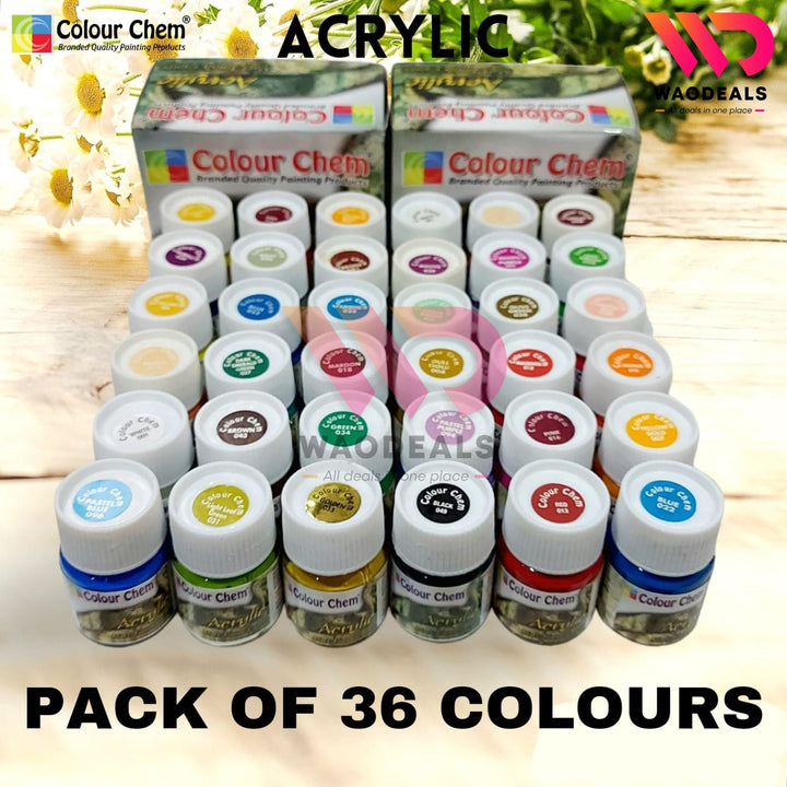 Color Chem Acrylic Fabric Paints – Matte Finish – 6/12/18/24/30/36 Shades – Multi-Surface Art Paint Set🎨🖌️ waodeals