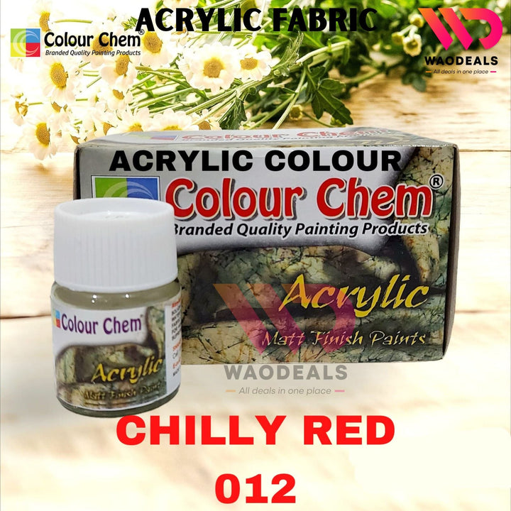 1Pc Colour Chem Acrylic Fabric Paint – Matte Finish – 20ML Bottle – All Shades Available – Textile & Multi-Surface Use🎨🧵🖌️ waodeals