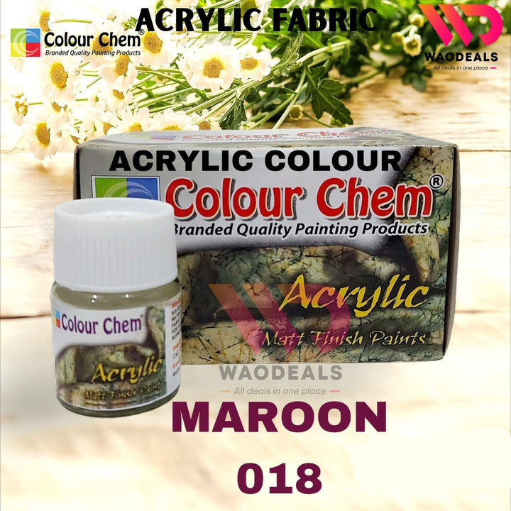 1Pc Colour Chem Acrylic Fabric Paint – Matte Finish – 20ML Bottle – All Shades Available – Textile & Multi-Surface Use🎨🧵🖌️ waodeals