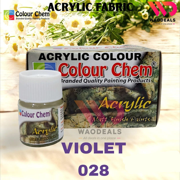 1Pc Colour Chem Acrylic Fabric Paint – Matte Finish – 20ML Bottle – All Shades Available – Textile & Multi-Surface Use🎨🧵🖌️ waodeals