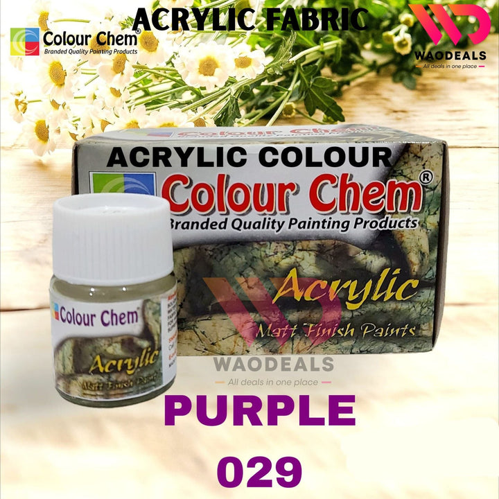 1Pc Colour Chem Acrylic Fabric Paint – Matte Finish – 20ML Bottle – All Shades Available – Textile & Multi-Surface Use🎨🧵🖌️ waodeals