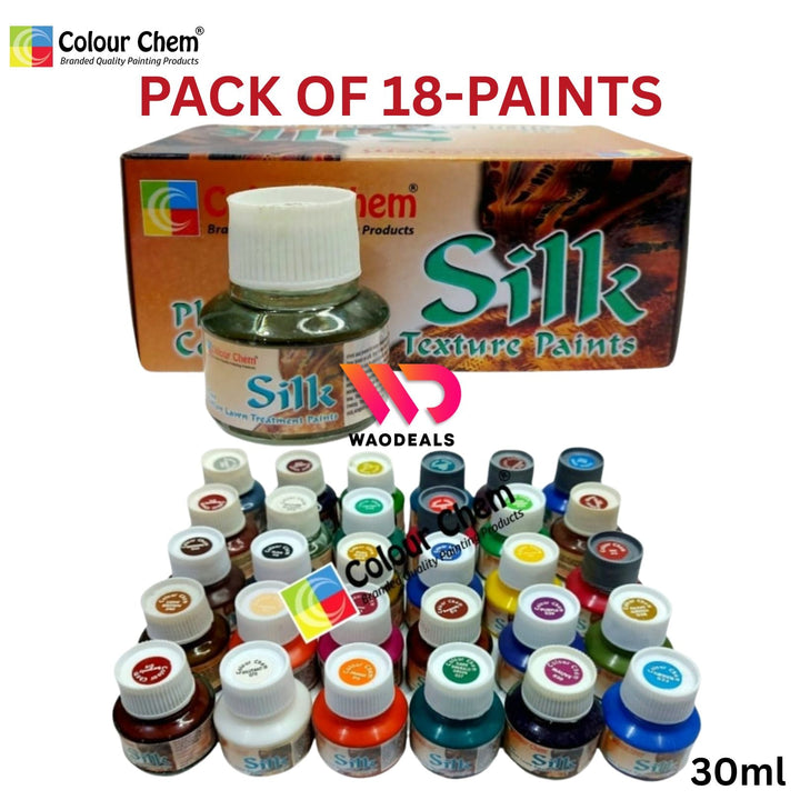 Colour Chem SILK Fabric Paints for Organza & Silk | Non-Toxic, Water-Based Textile Paints Set (06–30 Pcs) WaoDeals