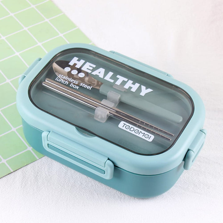 Tedemei Japanese Style Stainless Steel Lunch Box – 2-Compartment Insulated Bento with Spoon & Chopsticks | Leak-Proof, Microwave & Freezer Safe 🍱✨ waodeals