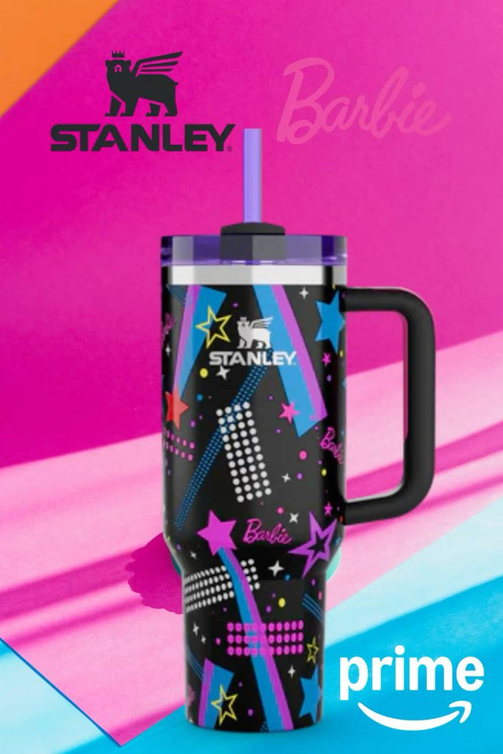 🎸 Stanley x Barbie Quencher 40oz – 80s Rockers Edition | Retro Travel Tumbler with Straw & Lid 💖🌈 waodeals