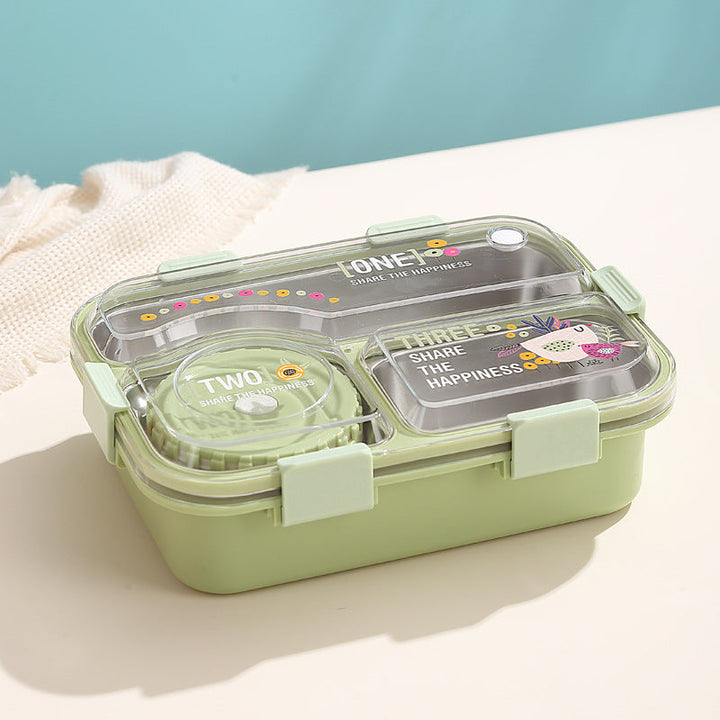 🍱 SmartMeal 3 Compartment Stainless Steel Bento Lunch Box | Leakproof Airtight Food Container with Bowl, Spoon & Chopsticks✨ waodeals