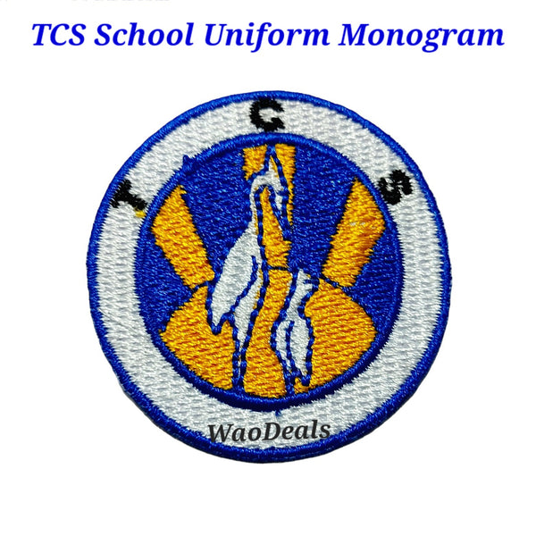 TCS) The City School Uniform Monogram, Logo, High Quality Patch Embroidered Iron Base