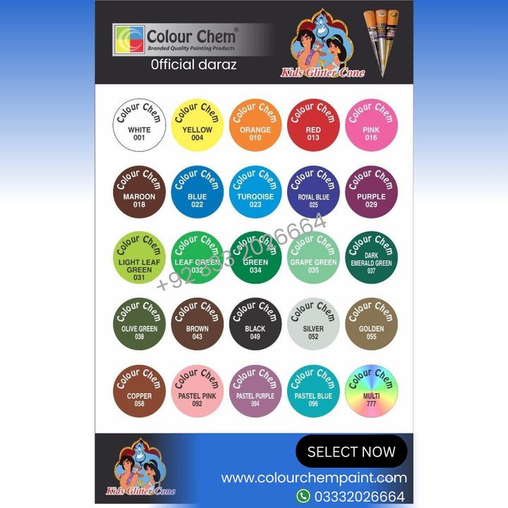 Colour Chem Pack of 06-Pcs Glitter Fabric Cone Outliner Sparkle Glitter Fabric Cone for Silk, Organza Fabric & Multiple Surfaces WaoDeals