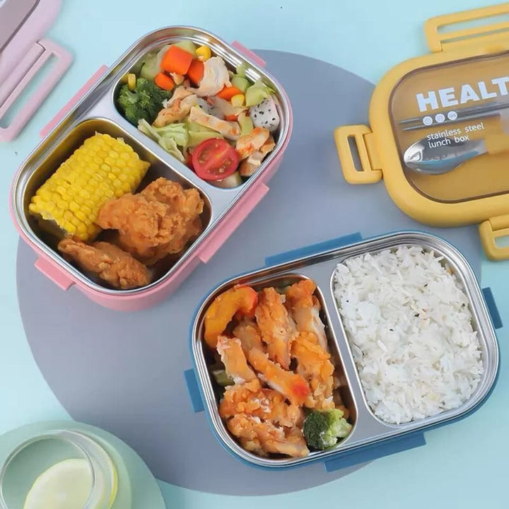 Tedemei Japanese Style Stainless Steel Lunch Box – 2-Compartment Insulated Bento with Spoon & Chopsticks | Leak-Proof, Microwave & Freezer Safe 🍱✨ waodeals