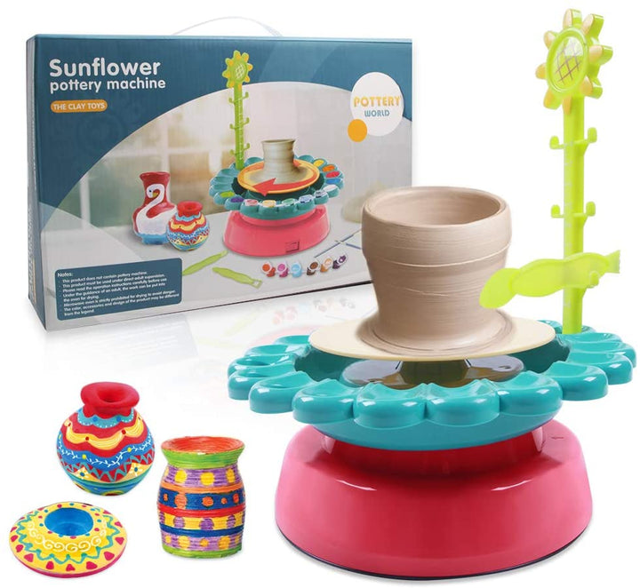 🎨 Rechargeable Sunflower Pottery Wheel Machine Clay Kit for Kids 🔋 waodeals