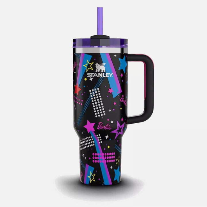 🎸 Stanley x Barbie Quencher 40oz – 80s Rockers Edition | Retro Travel Tumbler with Straw & Lid 💖🌈 waodeals