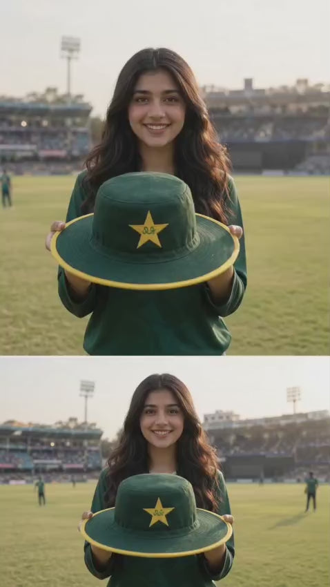 Pakistan Team Cricket Hat, Green Floppy Sun Hat-67Y