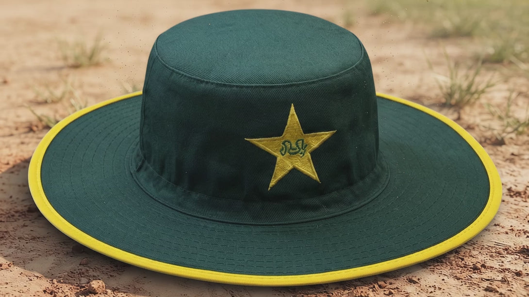 Pakistan Team Cricket Hat, Green Floppy Sun Hat-678Y