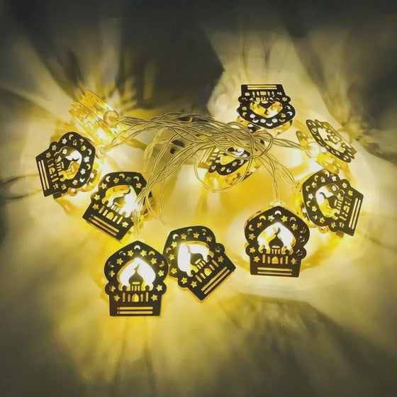 Golden Crescent with Masjid LED Fairy Lights Ramadan Special