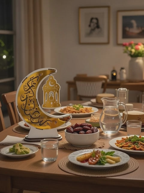 Wooden Ramadan Mubarak LED Night Light – 3D Moon Star Islamic Eid Decoration Lamp