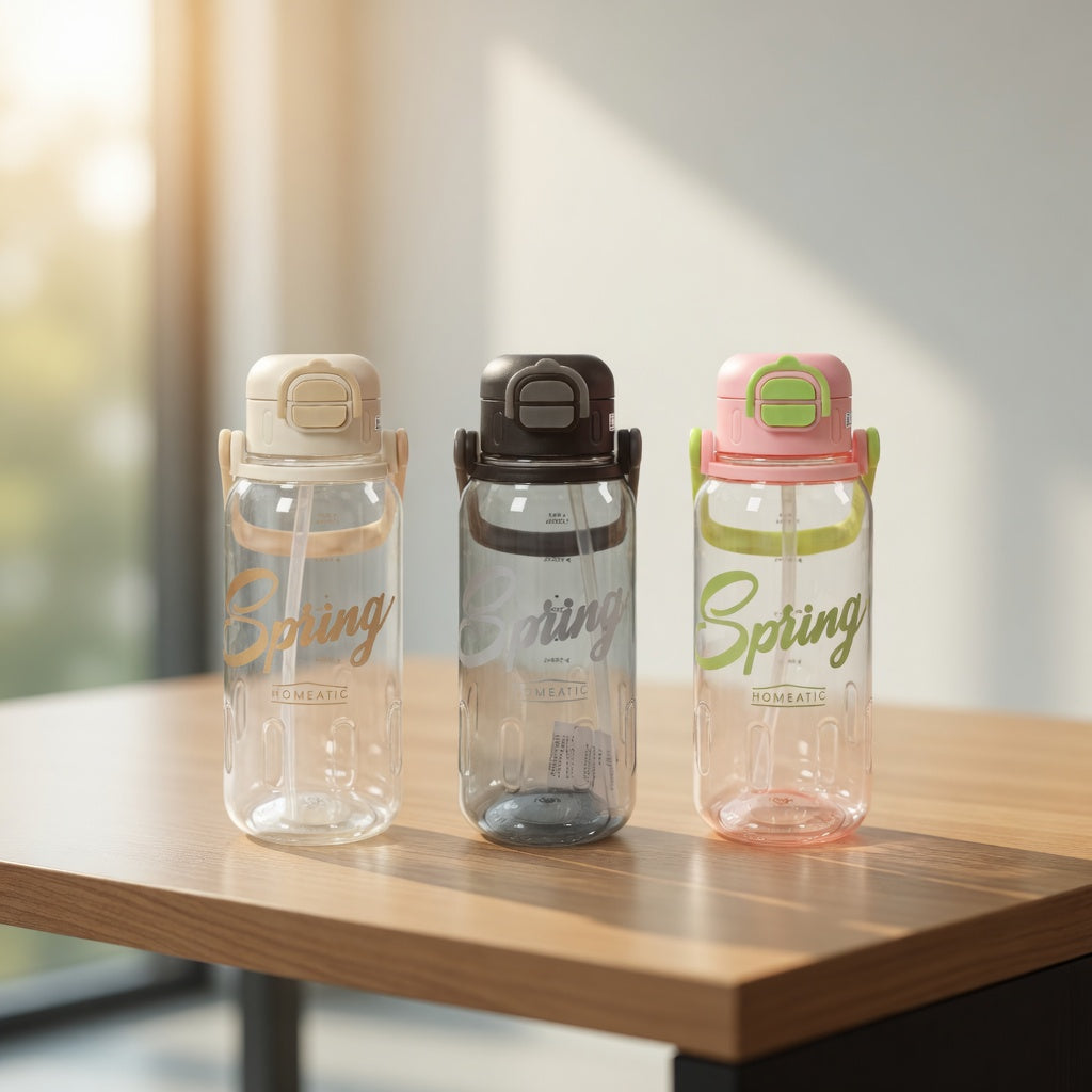 Homeatic Sports Water Bottle 1300ml – BPA-Free Large Capacity Gym Bottle with Straw & Carry Handle