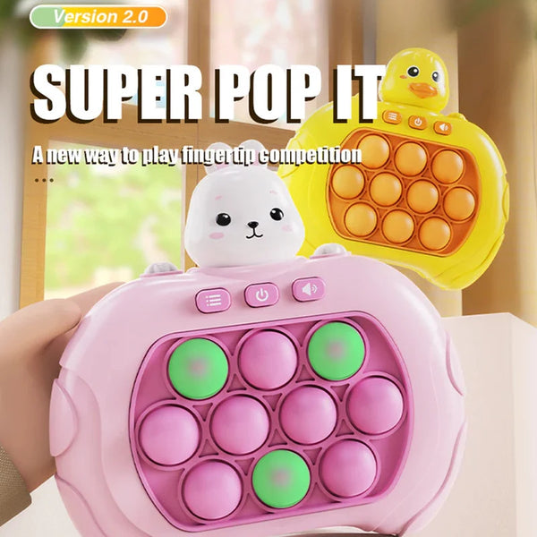 Super Pop-it Quick Push Bubble Light Fidget Game Handle Toys Anti-Stress Toy with LED Game Toys for Boys Girls Kid