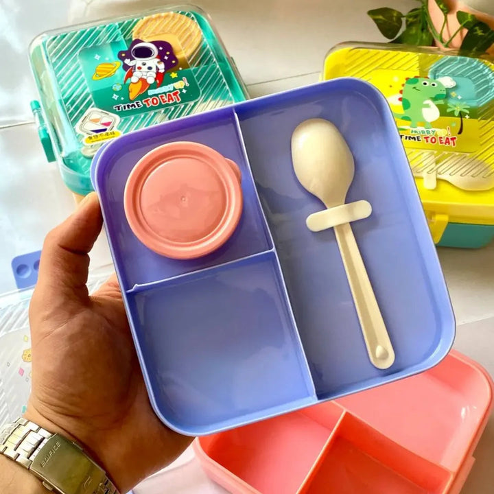 🍱 2-Layer Stainless Steel Lunch Box | 3 Compartments with Sauce Bowl & Spoon Kids & Adult Bento Box waodeals