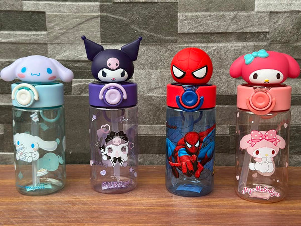 🎀 500ml Sanrio Premium Sipper Bottles with Cute Big Toppers BPA-Free Water Bottle for Kids waodeals