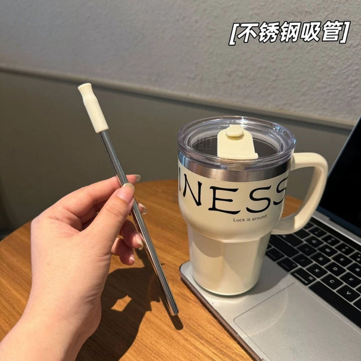 600ml Insulated Coffee Mug Tumbler with Handle | Stainless Steel Travel Mug waodeals