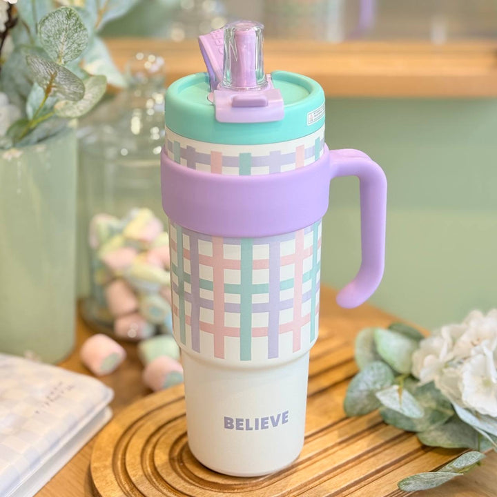 waodeals-4 🥤 40oz Tumbler with Handle Lid & Straw | Leak-Proof Stainless Steel Vacuum Insulated Travel Mug | Hot & Cold Drink Cup for Office, School & Travel Pakistan
