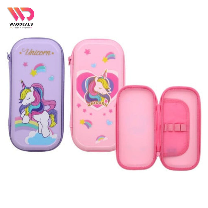 🦄✨ Cute Unicorn Pencil Case for Girls | 3D Hardtop EVA Stationery Box waodeals