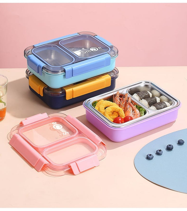 Smile Stainless Steel Bento Lunch Box | 2-Compartment Leakproof Tiffin | BPA-Free & Durable Food Container 🥗✨ waodeals