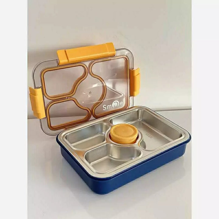waodeals - Stainless Steel Bento Lunch Box – 4 Compartments, food is not mixed blue